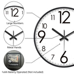 horloge murale quartz aiguille noir blanc simple facile lecture minimaliste sans tic tac moderne
