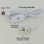plaque led blanc circulaire adhésif commutateur tactile câble usb 15m 3w 6w 10wmodifiable luminosité