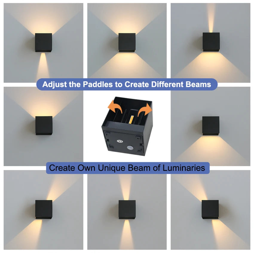 lampe murale led moderne 12w 24w blanc noir aluminium contemporain fixée vis adjustable