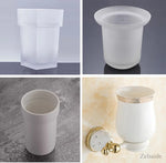 pot pinceau verre blanc mat classique adhésif poignée dorée 9.5cm 8cm 15cm