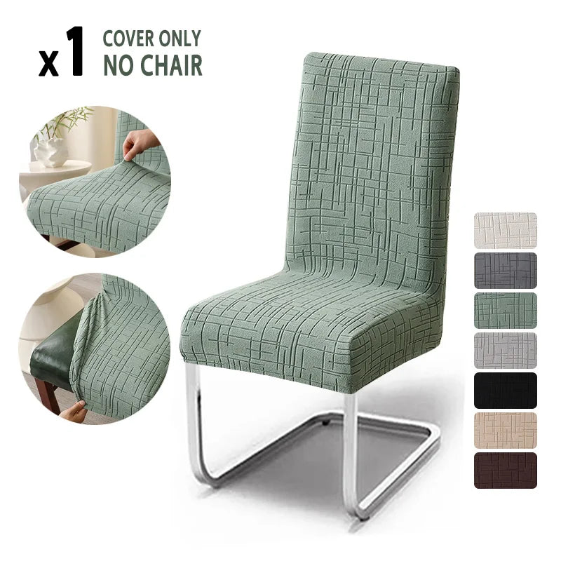 housse chaise salle manger gris carreaux moderne élastique polyester siège cuisine banquet