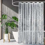rideau douche transparent motif argenté moderne 12 crochets aimants lestés