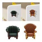 fauteuil miniature vert marron simili cuir boutons dorés adhésif décoration intérieure classique sticker aimant