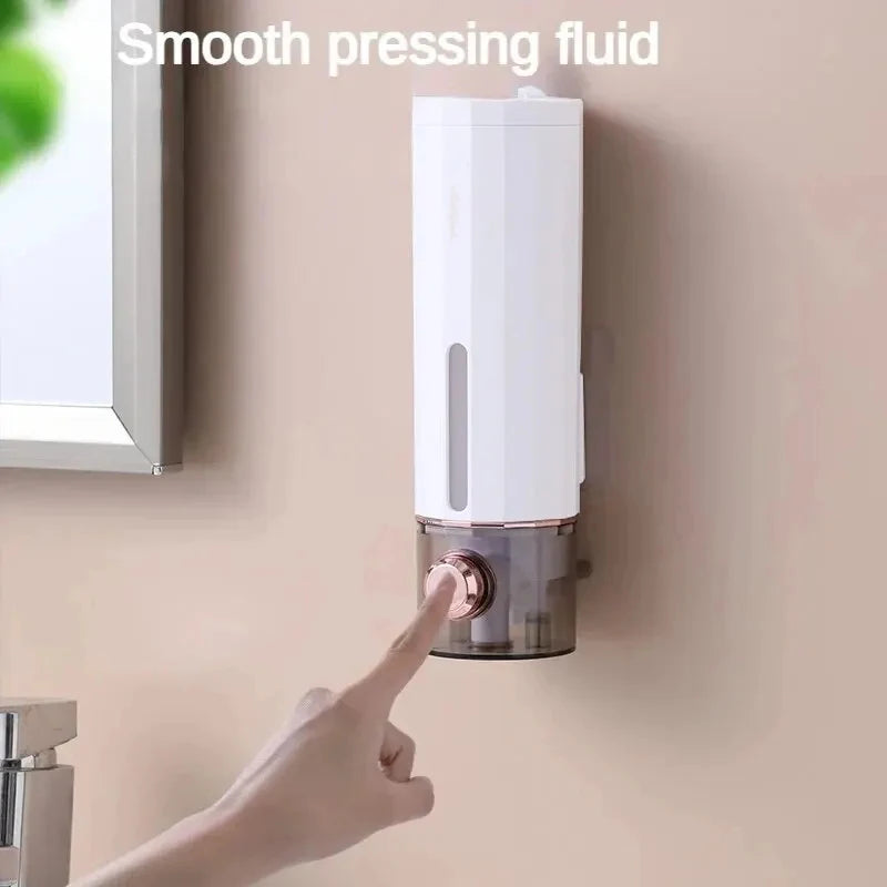 distributeur savon liquide vert foncé blanc moderne fixation murale poignée bouchon remplissage 450ml doré
