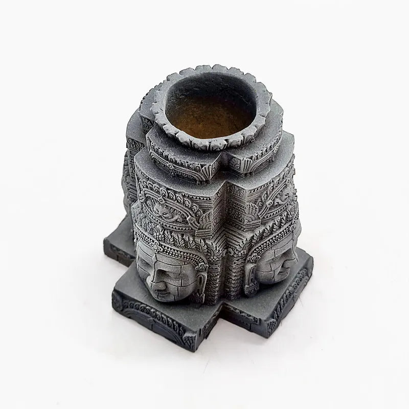 vase decoratif silicone gris motif floral cactus decoration maison art khmer statuettes faces sculptures