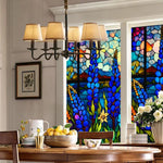 décoration fenêtre fleurs oiseaux art deco adhésive multicolore résistante usure pvc transparente