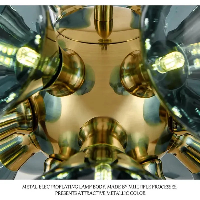 lampe suspendue moderne boules verre blanc doré néon haute luminosité contemporain