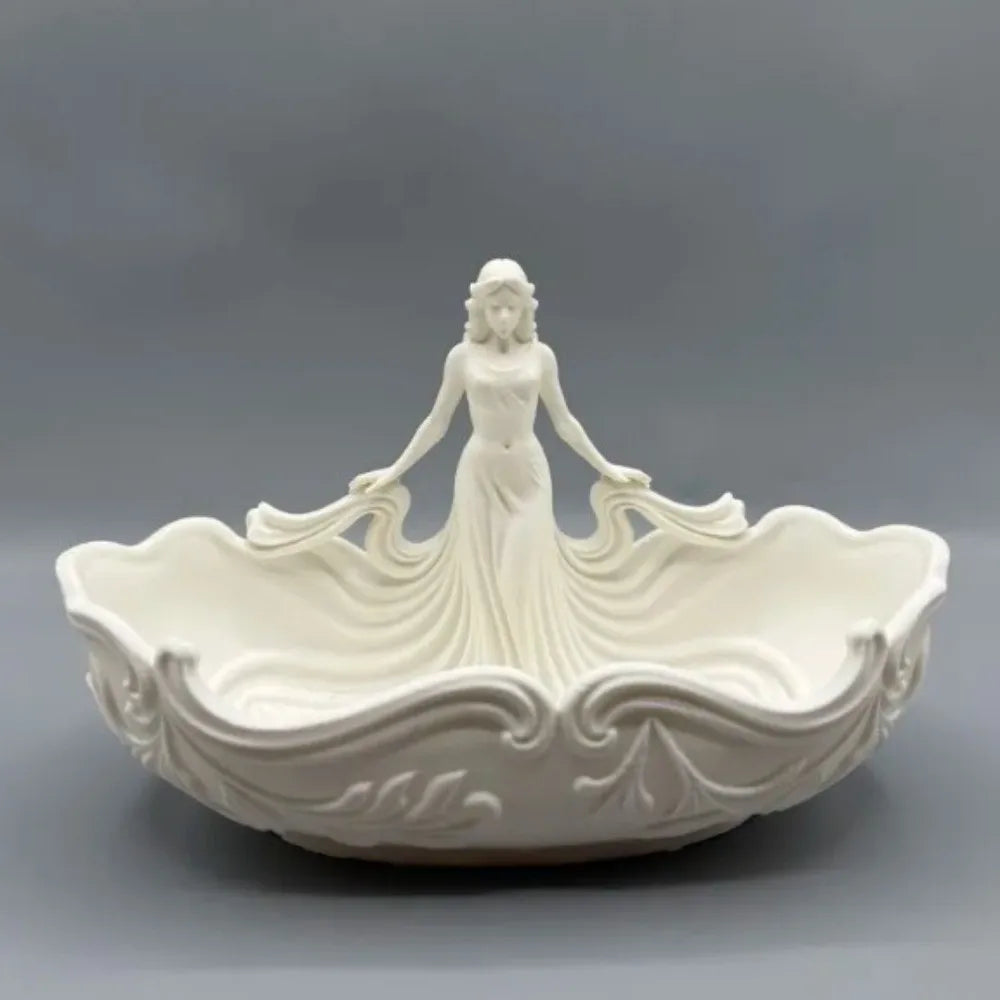 bol décoratif blanc danseuse robe ondulante bijoux rangement classique maison entrée