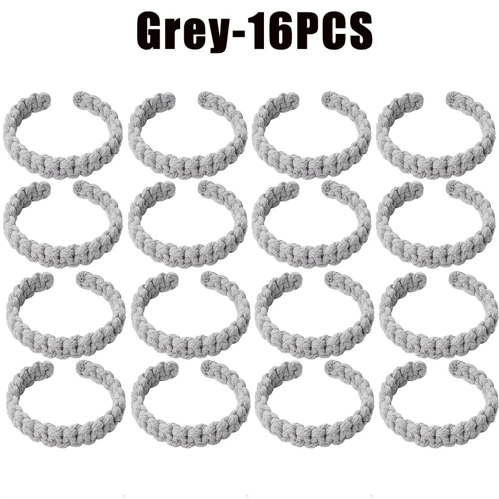 anneaux rideau tissé main rustique opaque beige 16pcs longueur 22cm fixations adhésives chambre
