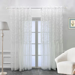 rideau blanc fleurs relief tulle romantique élégant anneaux chambre maison