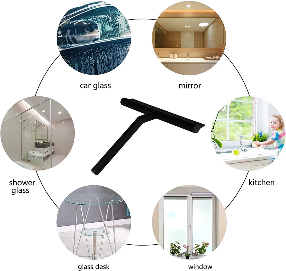 grattoir vitre raclette caoutchouc poignée suspension moderne nettoyage fenêtre noir minimaliste respectueux environnement