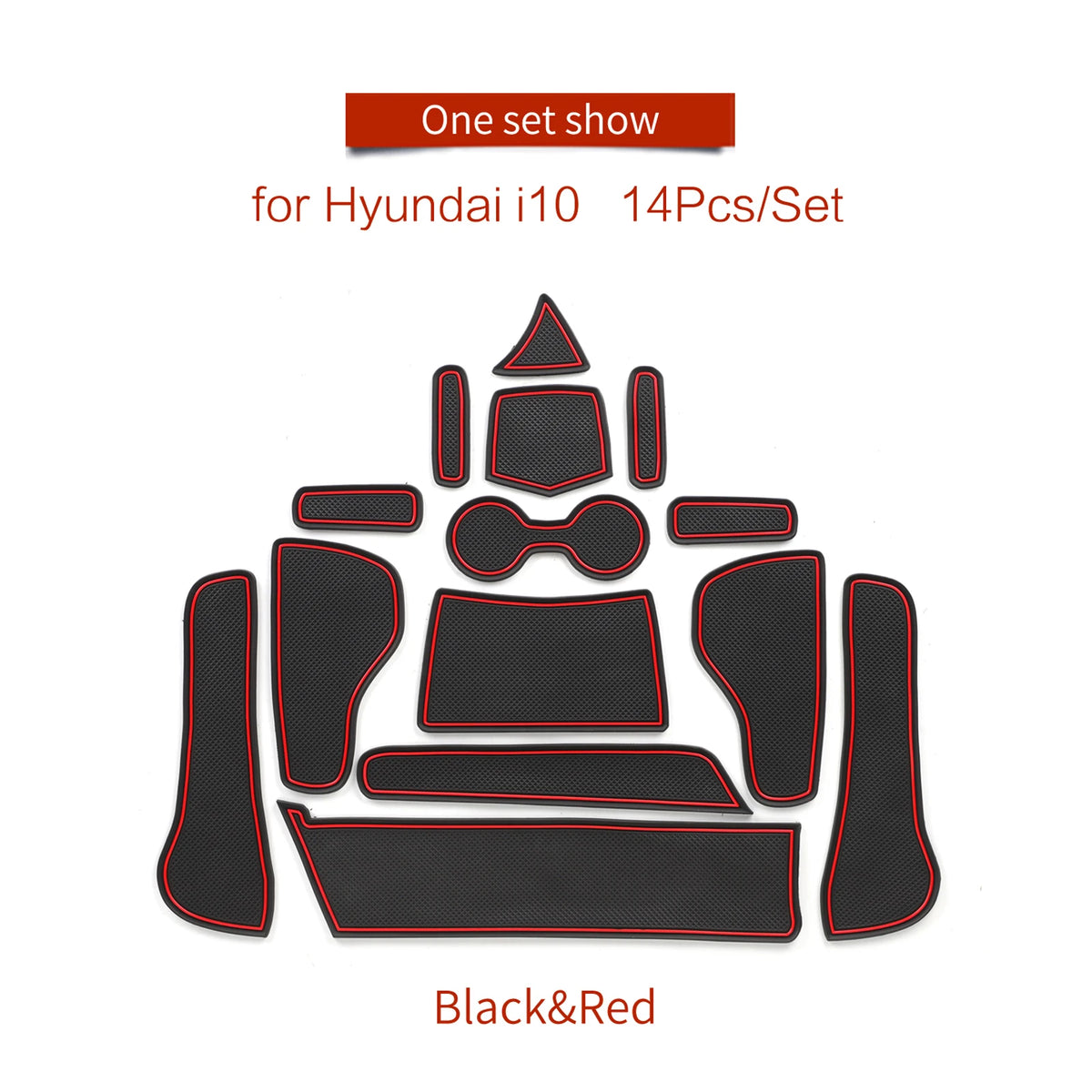 tapis sol voiture hyundai i10 noir rouge antidérapant moderne adhésif