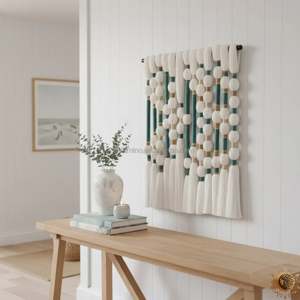 Macramé personnalisable gris foncé accroché au mur