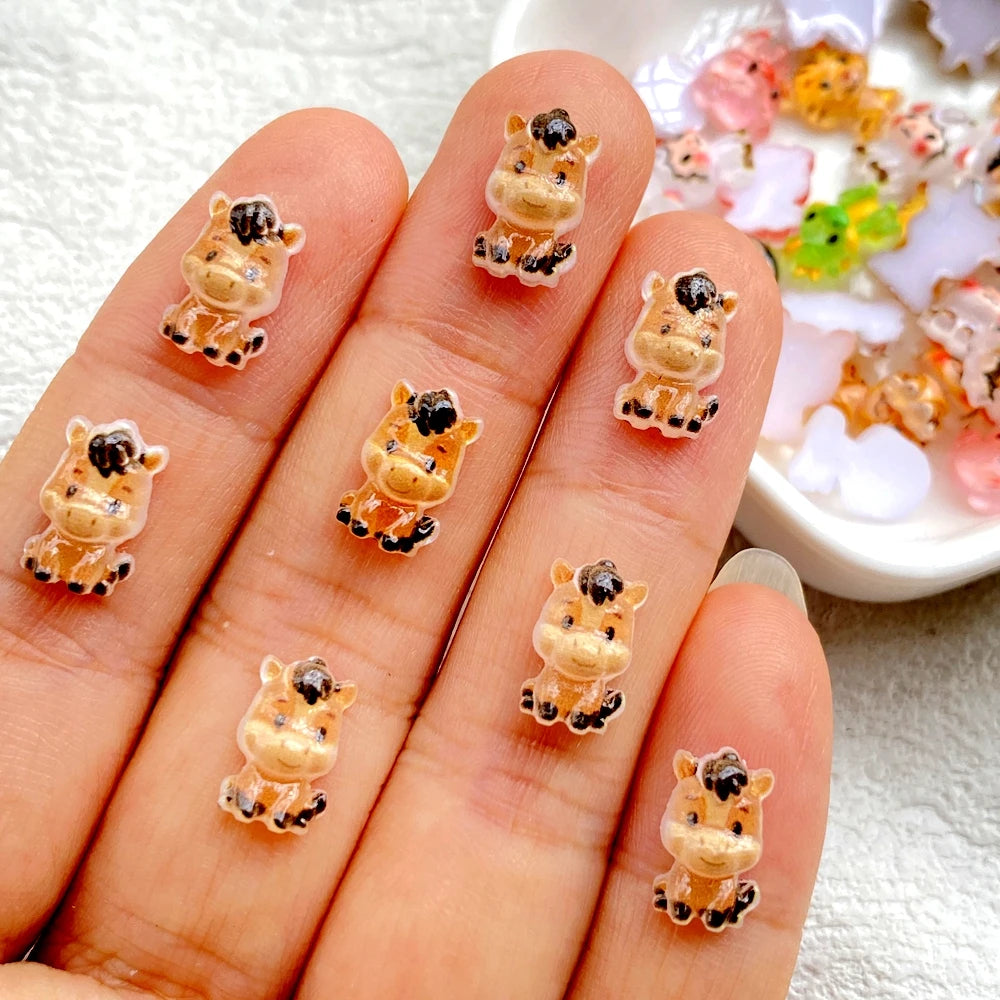 bijoux ongles animaux mignons résine cartoon grenouille rat chien singe vert bleu jaune rose