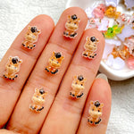 bijoux ongles animaux mignons résine cartoon grenouille rat chien singe vert bleu jaune rose