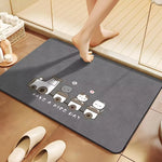 tapis sol antidérapant moderne chat mignon gris have nice day rapide séchage