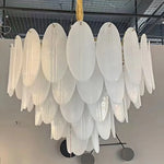 Suspension lumineuse moderne cristal blanc doré ovale translucent salon chambre