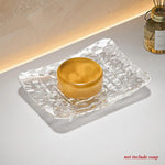 support savon transparent texturé moderne savon blanc savon beige savon jaune rangement salle bains