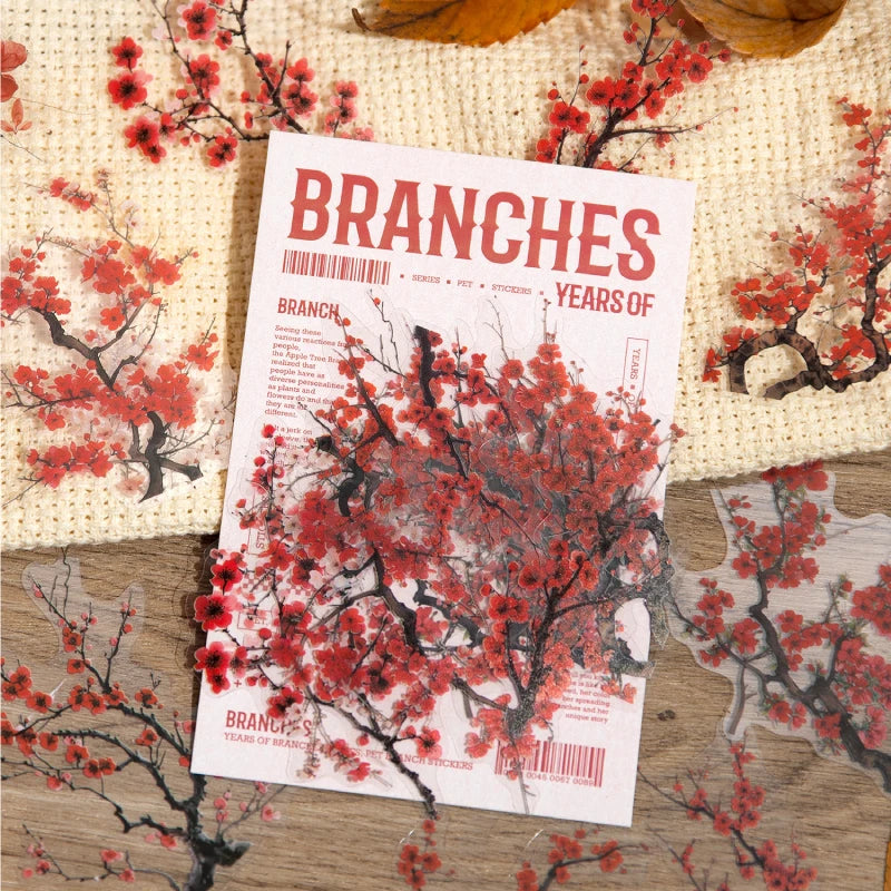 autocollants arbres branches feuilles fleurs scrapbooking étiquettes journal papeterie tasse planificateur transparents naturels