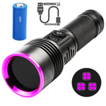 lampe torchon uv led rechargeable anti choc autodéfense affichage lcd texture anti glisse noire
