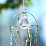 attrape vent cristal chaînes boho décoratif intérieur extérieur transparent multicolore vert bleu rose modernes