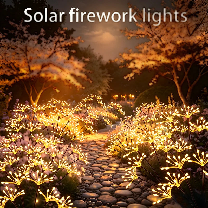 feux d'artifice solaires or blancs branches lumineuses extérieures ip65 led modernes