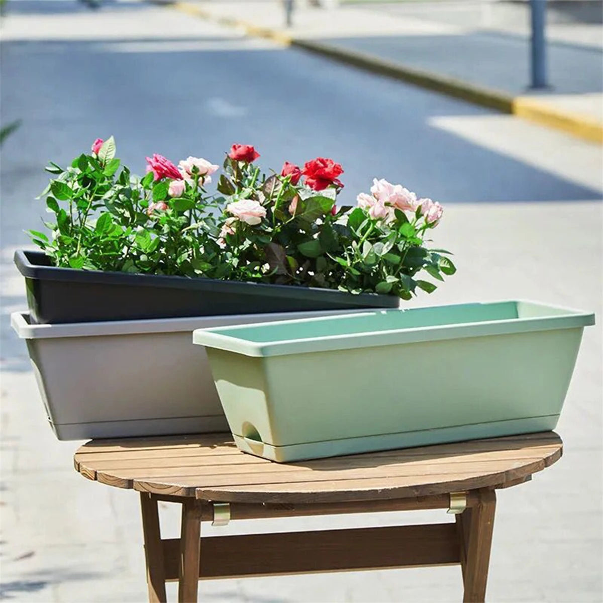 bac fleurs suspendu moderne gris noir vert bacs fleurs crochets métalliques drainage balcon patio