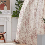 rideau coton motif floral rustique beige rouge brique semi transparent texturé