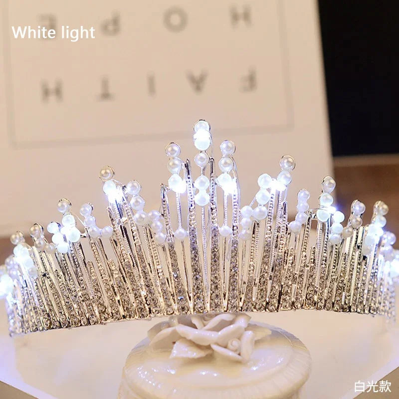 couronne mariée strass bleu argenté élégante lumière led mariage anniversaire fêtes