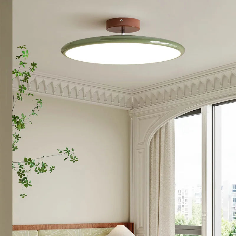 plafonnier moderne rond vert beige marron lisse opaqué télécommande led 40cm 50cm lumière chaude