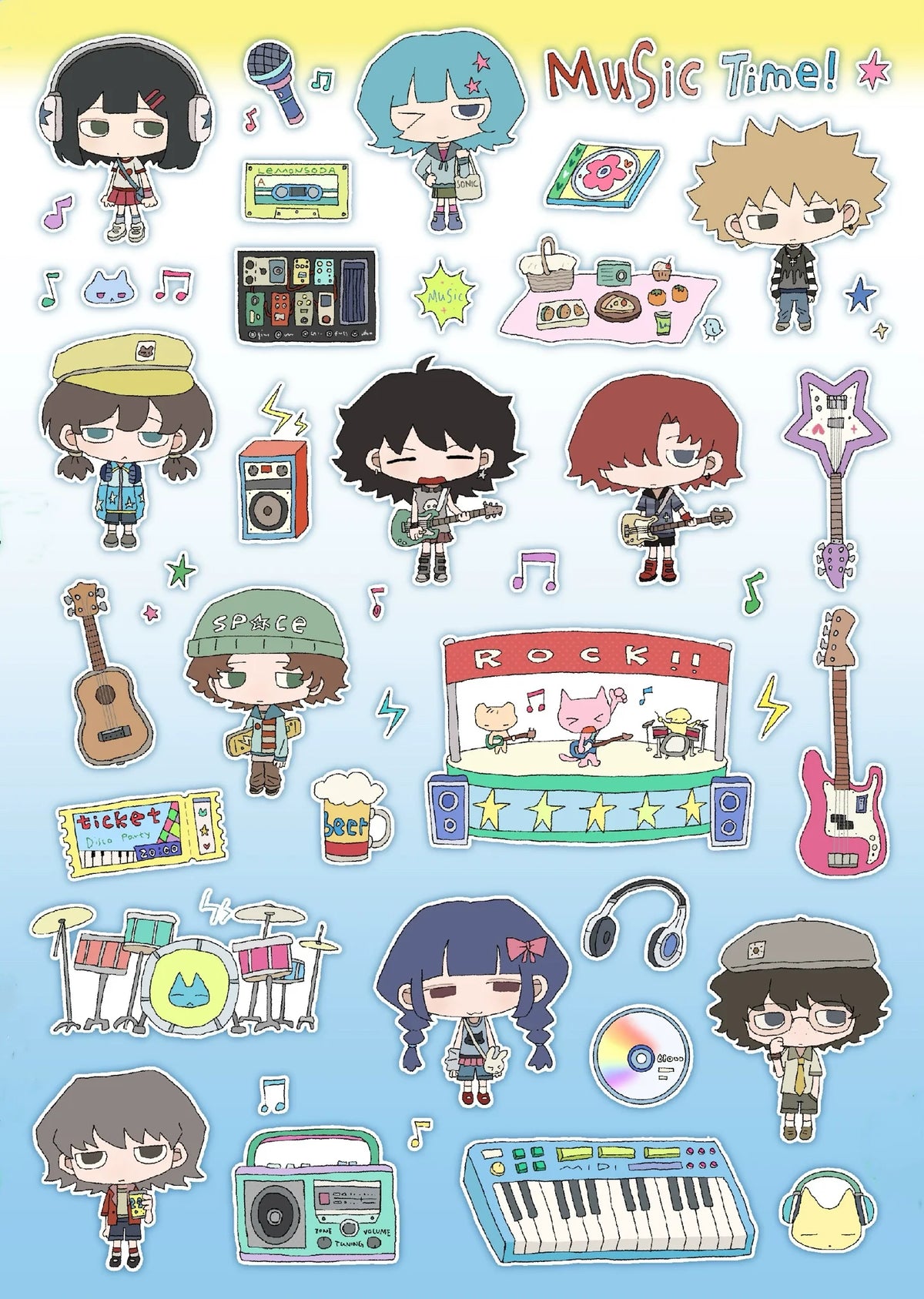 sticker dessin animé motif scolaire chat quotidien opaque manuel décoration papier variété couleurs