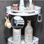 étagère salle bain blanc moderne adhésive shampooing gel douche lotion parfum verre boucles d'oreilles