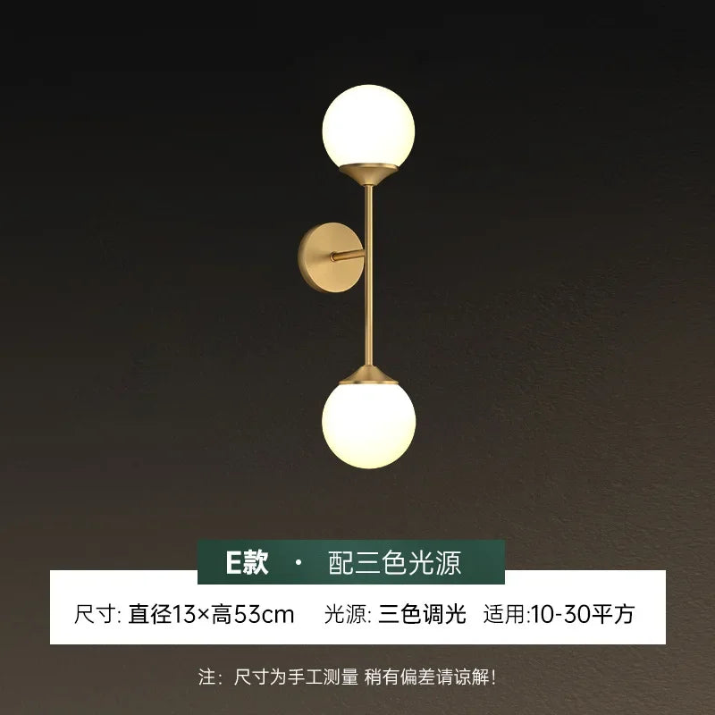 lampe murale moderne or cuivre led sphérique éclairage quotidien minimaliste fixée