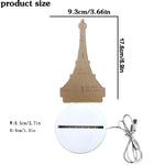 lampe led 3d tour eiffel blanc moderne sans fil usb charge