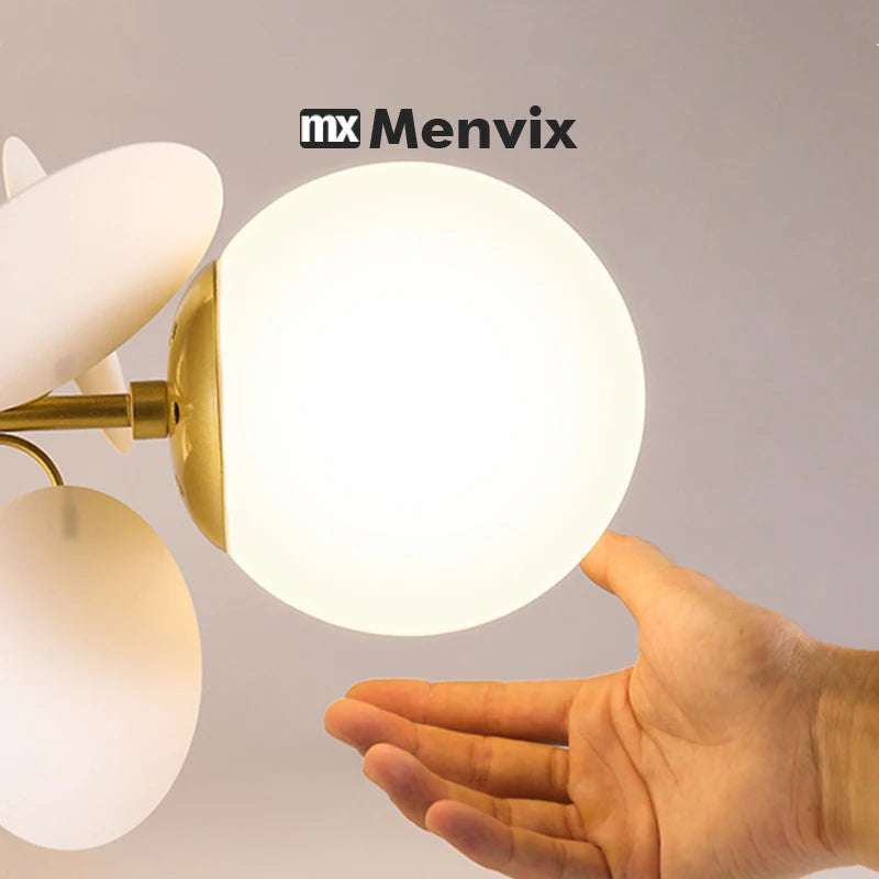 suspension lumineuse moderne multicolore boules translucides branches métalliques led salon chambre