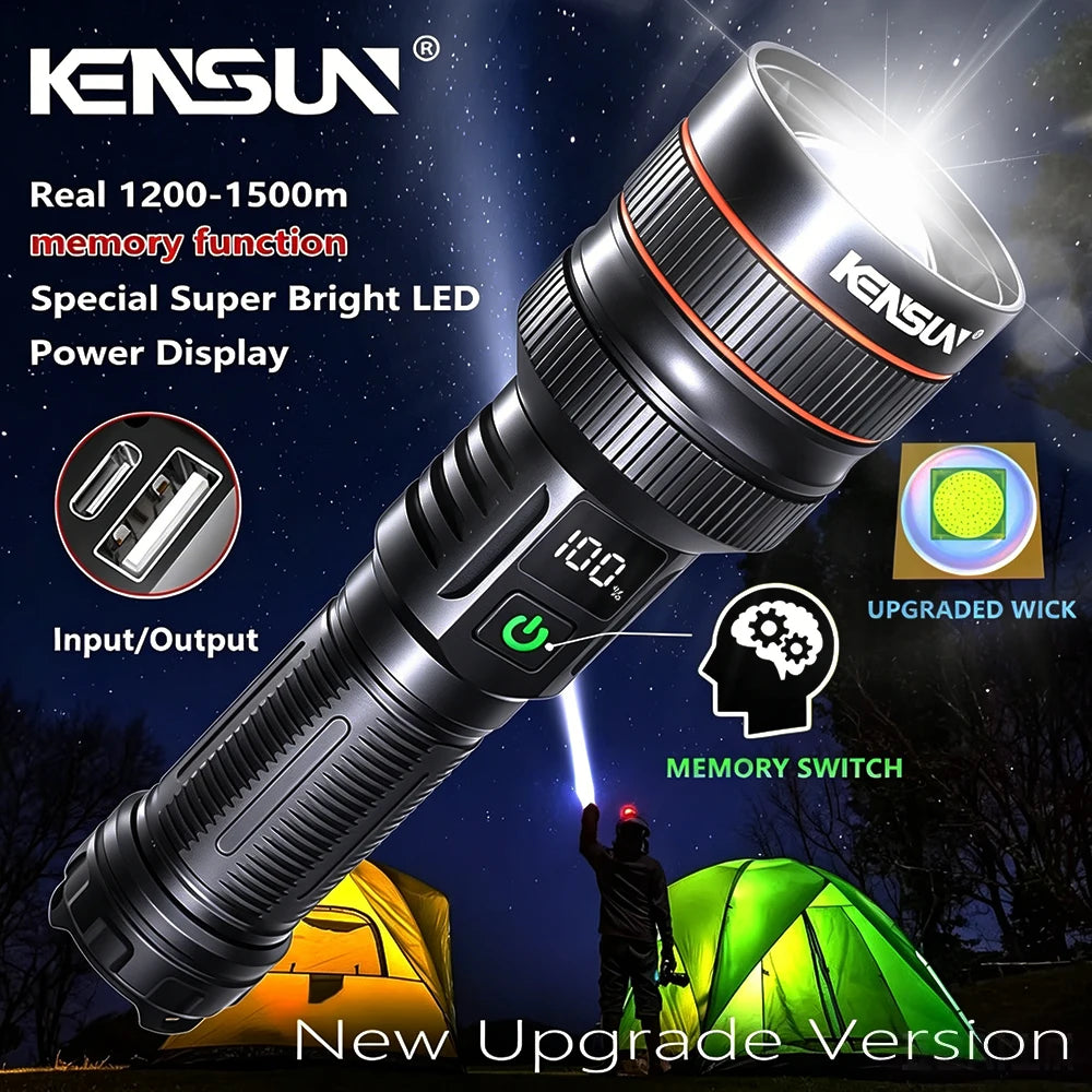 lampe torche noire orange rayées rechargeable led intense zoom tactique