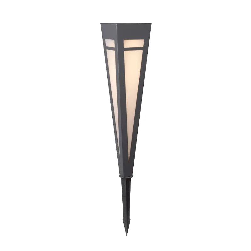 lampe led extérieure moderne noire blanche triangles géométriques étanche piquet jardin villa