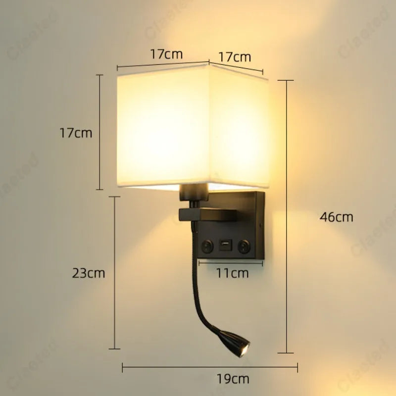 lampe murale led noir beige moderne interrupteur recharge usb angle réglable chambre cuisine