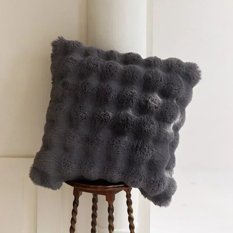 coussin siège coussin dossier imitation fourrure blanc gris beige texture fourrure amovible lavable moderne