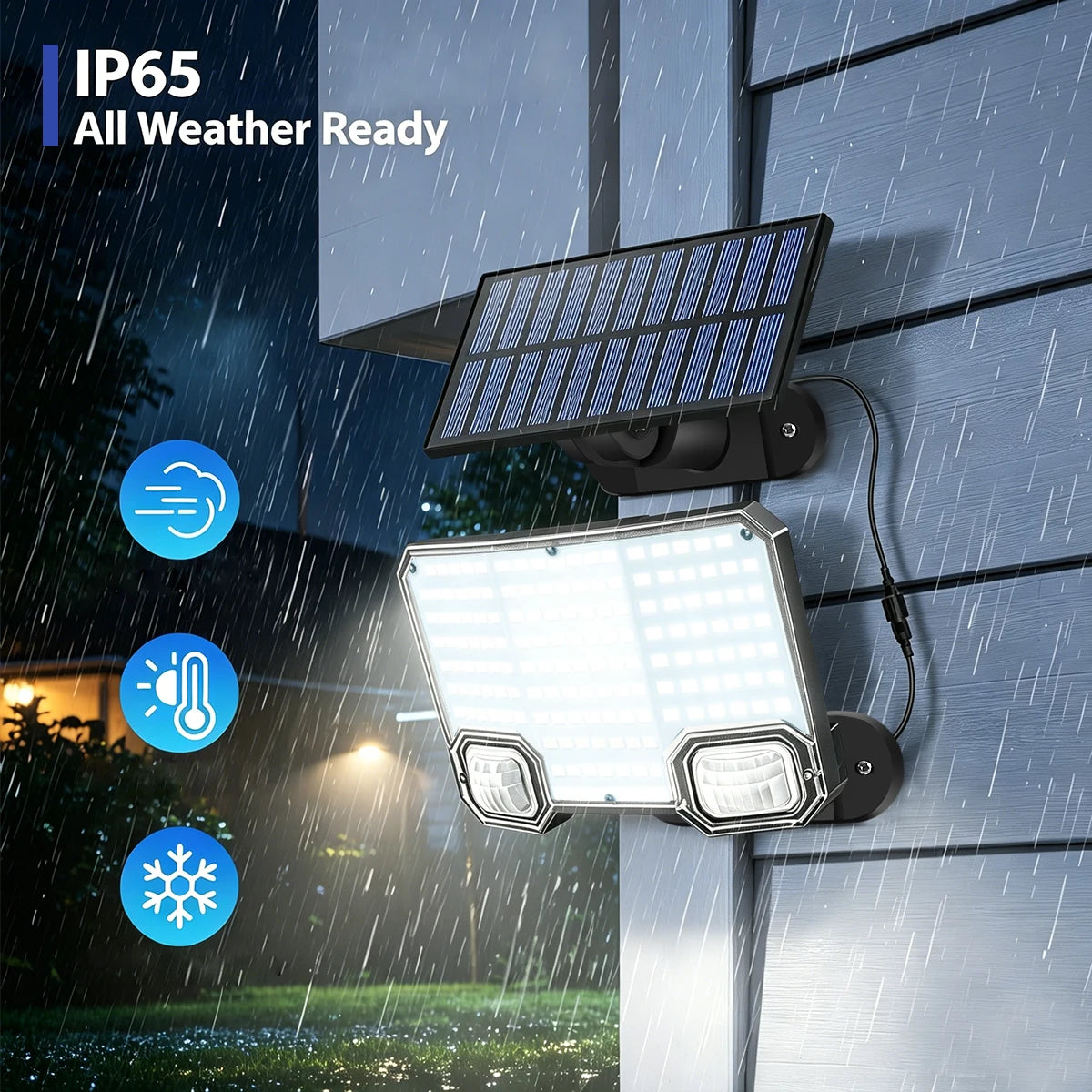 lampe solaire murale extérieure 112 led ip65 étanche capteur mouvement automatique moderne noire