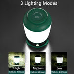 lampe camping rechargeable led vert blanc texture moderne pratique interrupteur anneau métallique étancheurgence