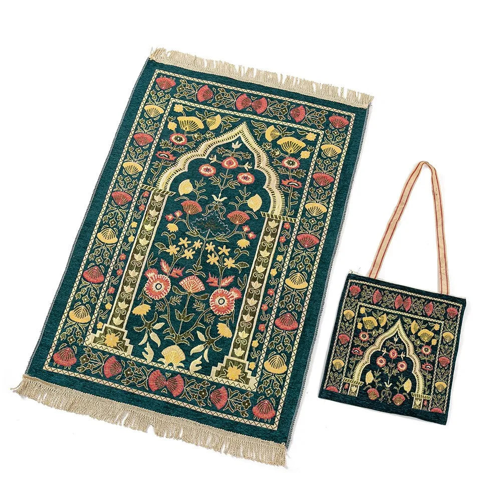 tapis fleur motif ethnique sac main poignées cuir franges antidérapant voyage