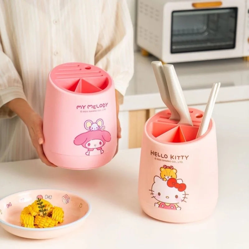 pot ustensiles hello kitty rose dessin animé moderne couteaux cuillères assiette rangement cuisine plastique
