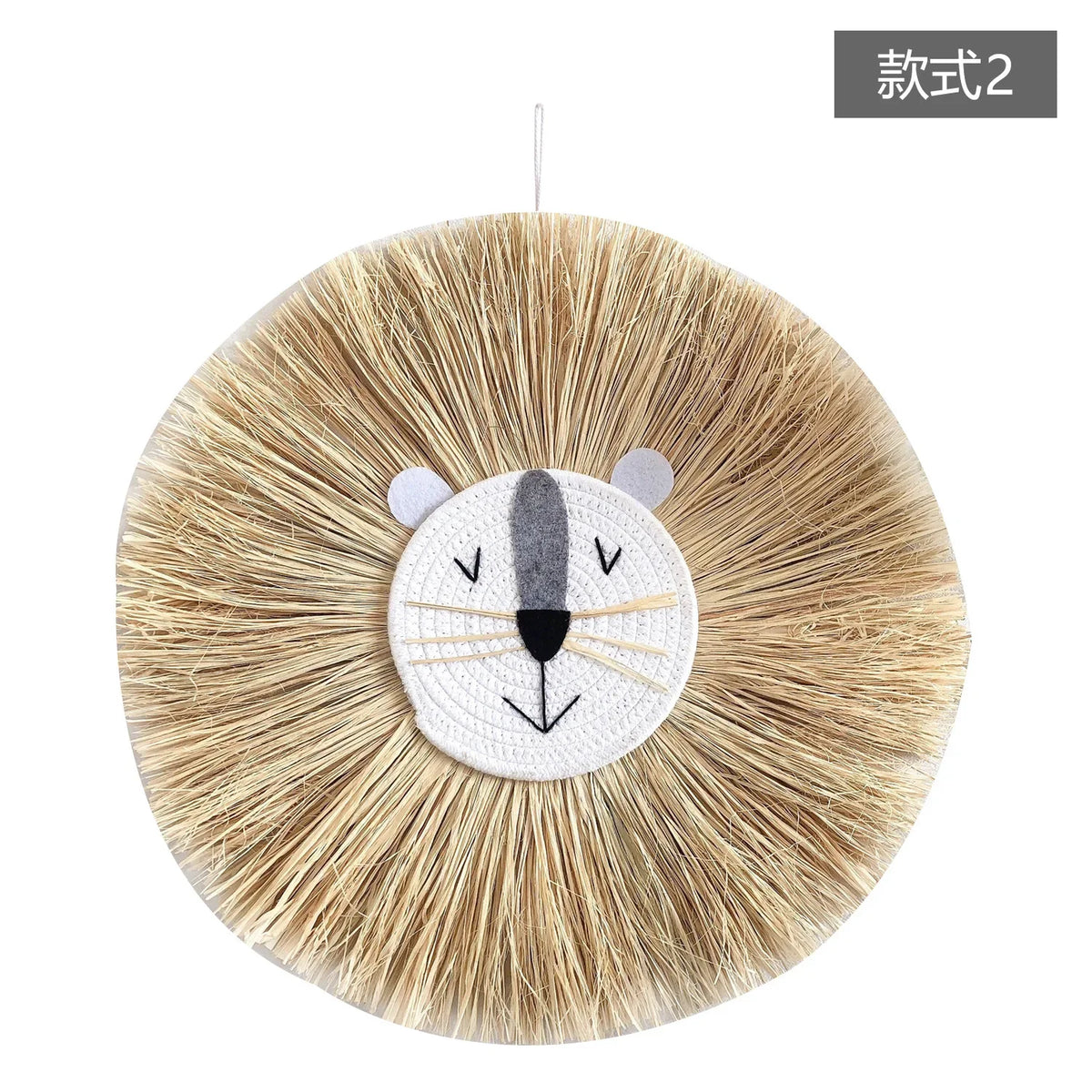 décoration murale couronne paille visage animé enfantine yeux sourire décos chambre enfantsOpaque