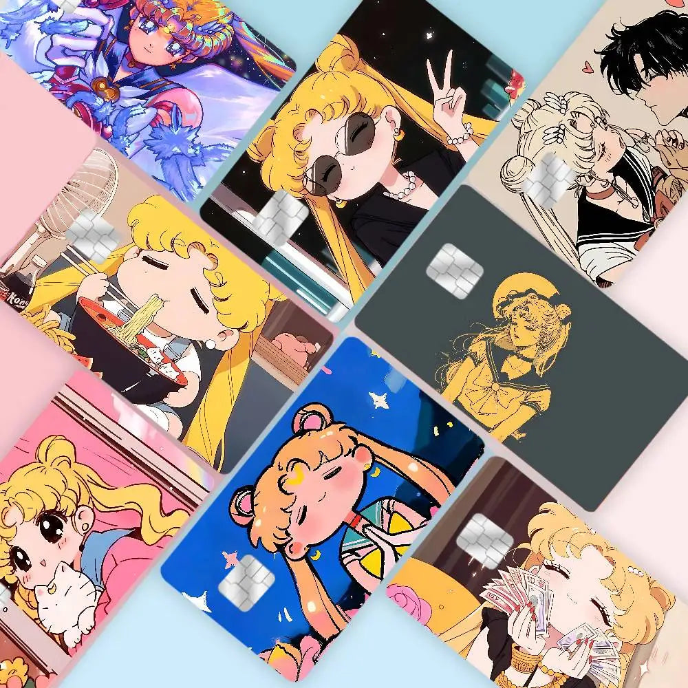 étiquettes carte bancaire stickers dessins animés personnages mignons adhésifs réutilisables waterproof classiques cartes credit