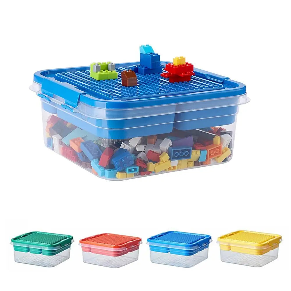 boîtes rangement jouets plastique rouge bleu jaune vert modernes compartiments internes couvercle pratique