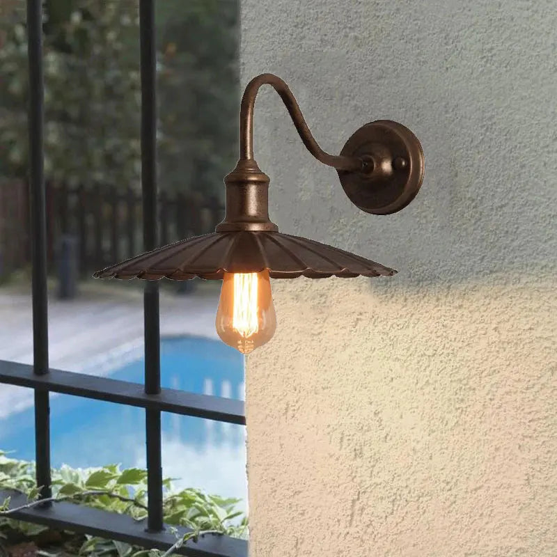 lampe murale extérieure vintage noir cuivre plissée industrielle E27 220V 110V 90260V
