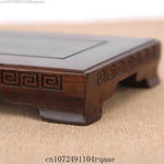 plateau bois gravé classique vase fleurs artificielles marron foncé crafts display holder shelf base