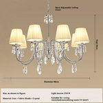 lustre cristal classique argenté abat jour conique cristaux pendus salon salle