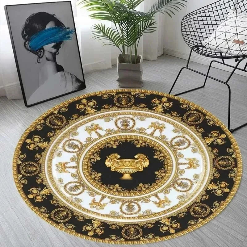 tapis rond baroque ornements floraux antidérapant facile nettoyer polygone floral moderneintérieur decoration